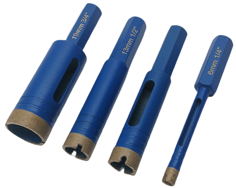 HCD Granite core drill with hexagon shank, ring segment with slot